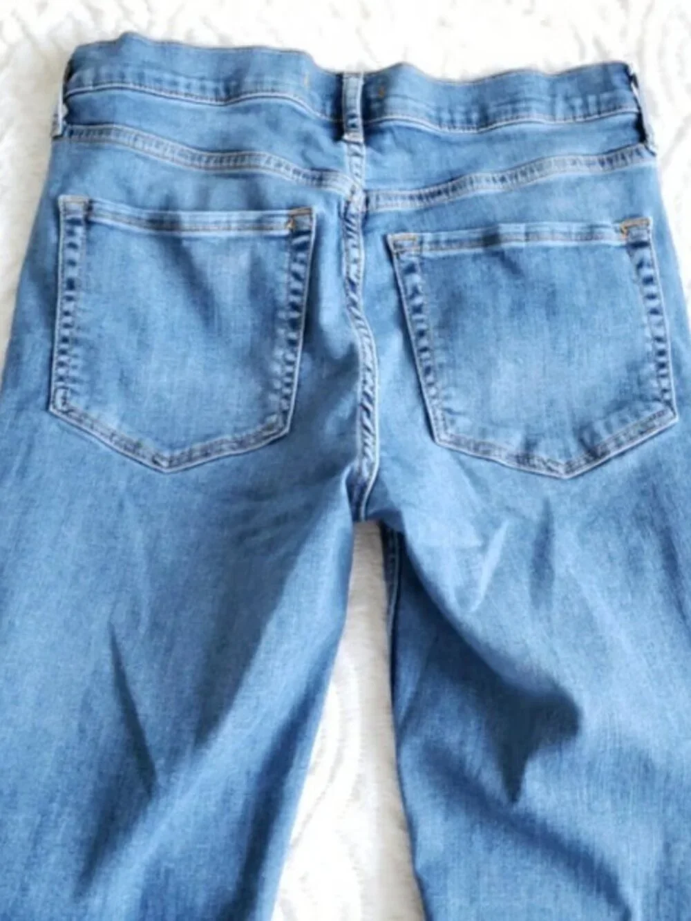 FREE PEOPLE Size 27 Light Blue Wash High-Rise Busted Knee Ripped Skinny Jeans 4